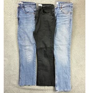 Zara Jeans Straight Leg High Rise Womens Size 8 Blue Raw Hem Denim Pants Lot 3